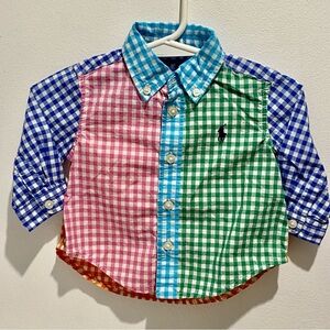 Ralph Lauren Color-block Plaid Button-down Size 3M